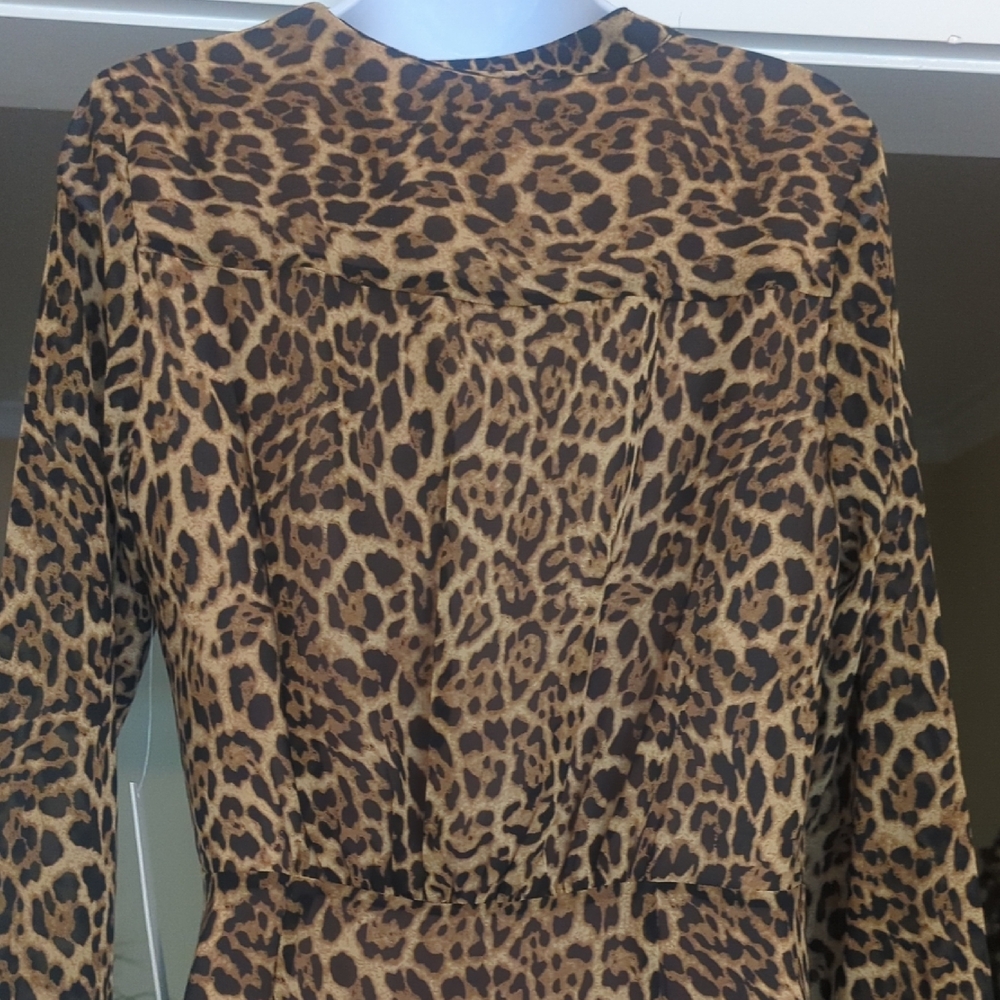 JAYGODFREY Brown and Black Long Sleeve V-Neck Cocktail Dress - Picture 10 of 12